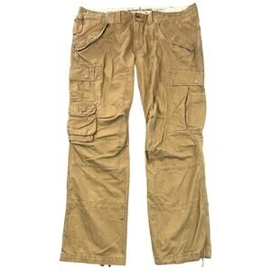 Y2K Polo Ralph Lauren RL-067 Military Multi Pocket Cargo Pants Khaki Mens 42x30